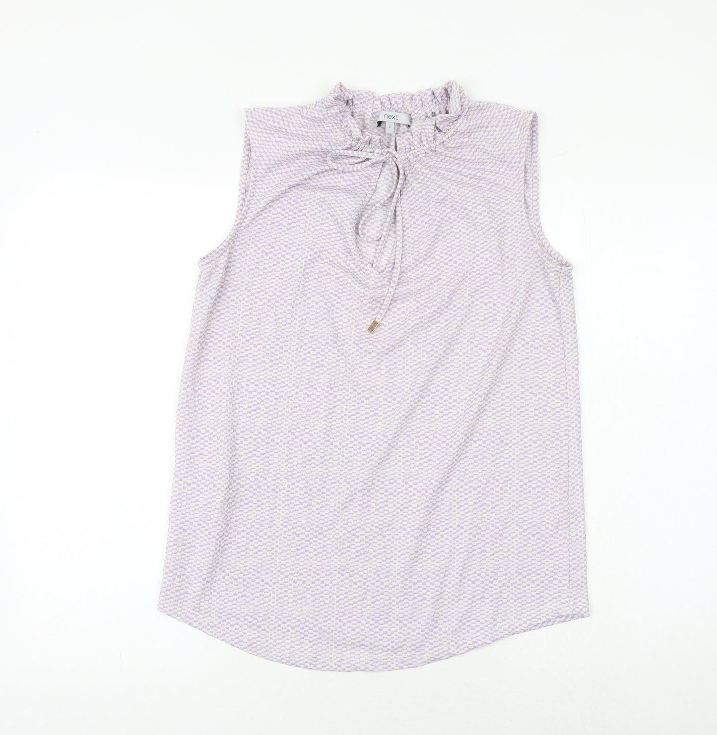 NEXT Womens Purple Check Polyester Basic Tank Size 8 Round Neck