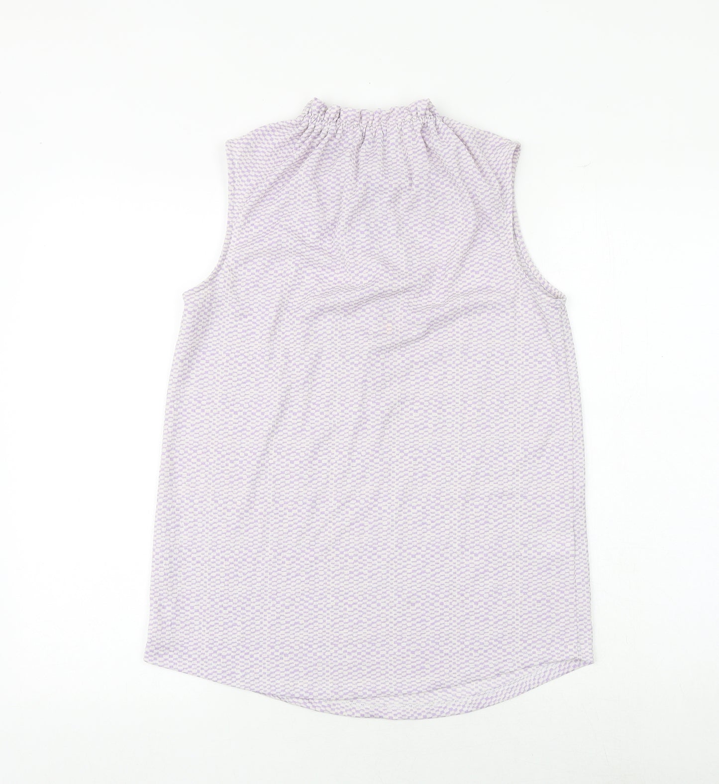 NEXT Womens Purple Check Polyester Basic Tank Size 8 Round Neck