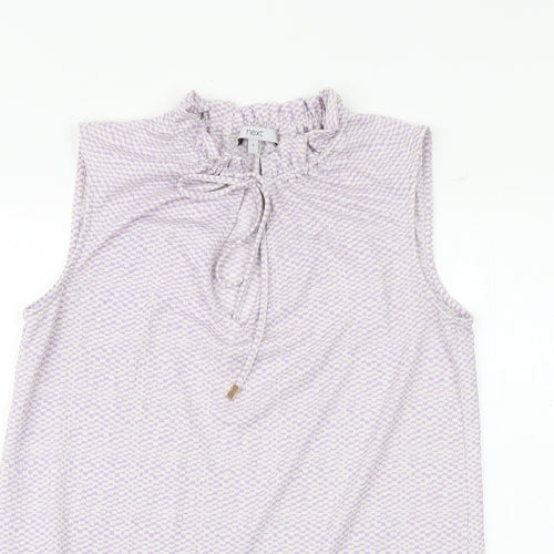 NEXT Womens Purple Check Polyester Basic Tank Size 8 Round Neck