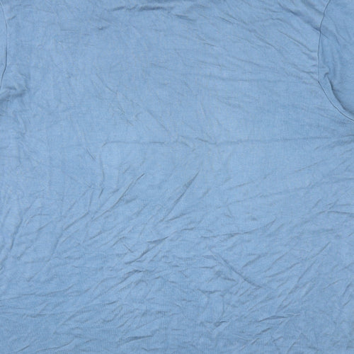 Zara Mens Blue Viscose T-Shirt Size XL Round Neck