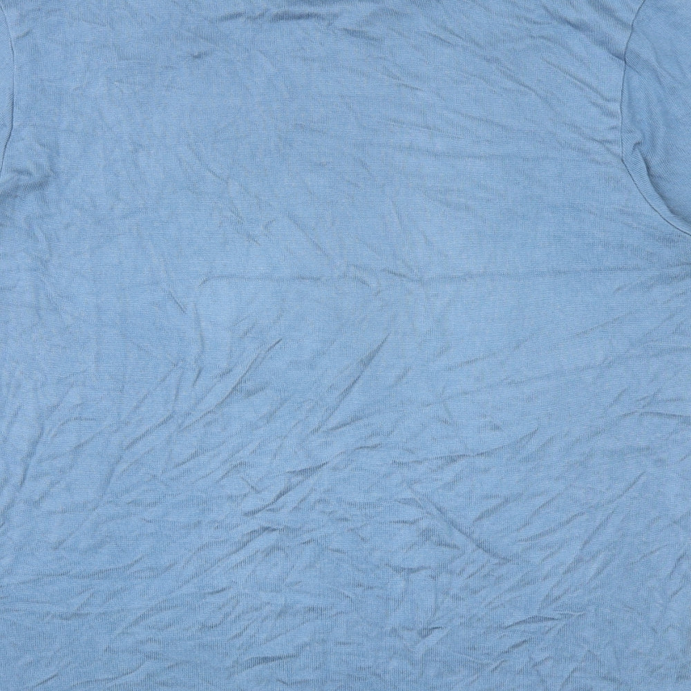 Zara Mens Blue Viscose T-Shirt Size XL Round Neck