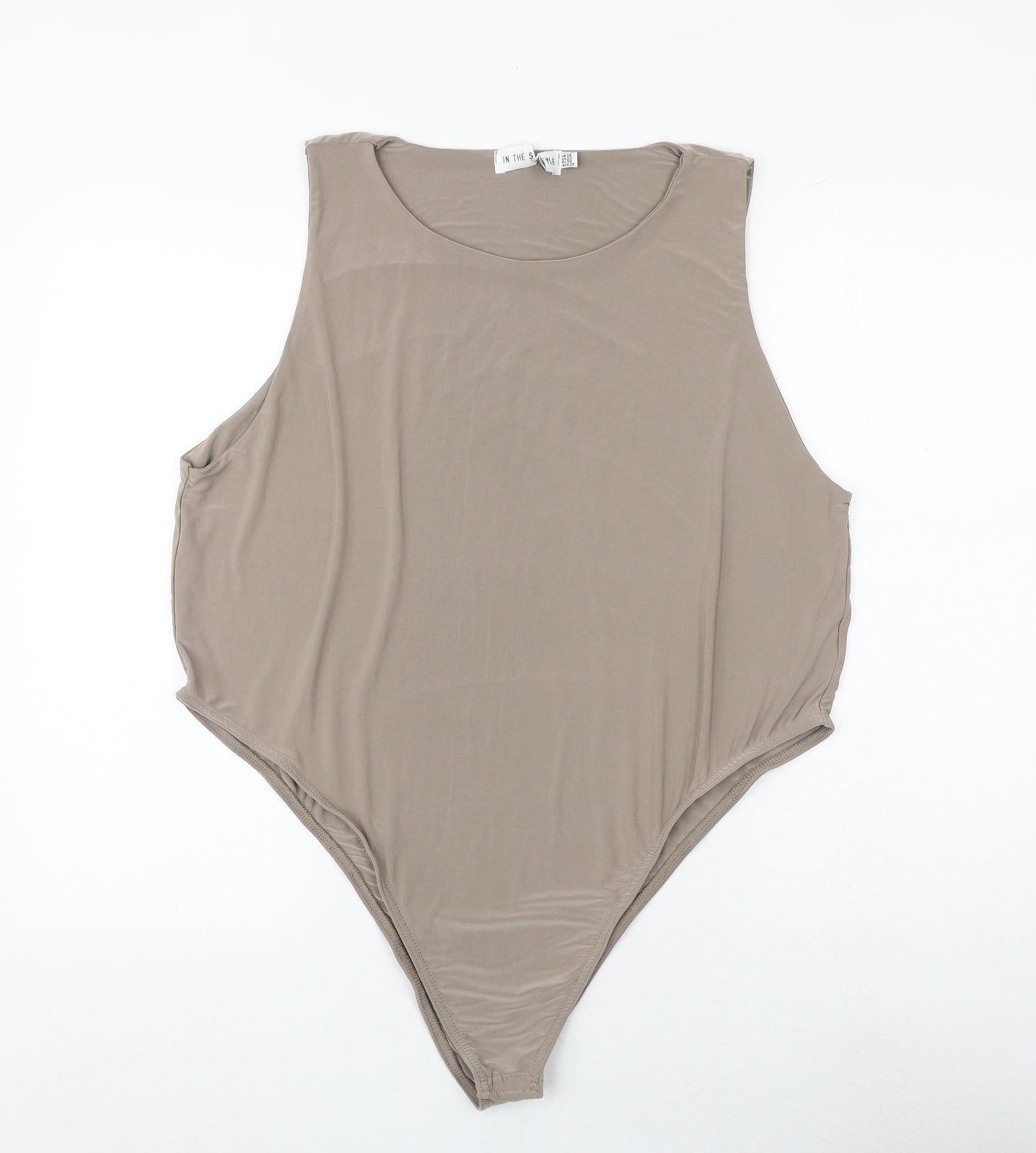 In the Style Womens Beige Polyester Bodysuit One-Piece Size 26 Snap