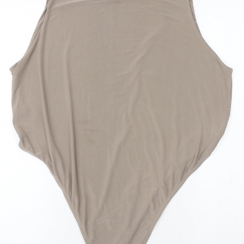In the Style Womens Beige Polyester Bodysuit One-Piece Size 26 Snap