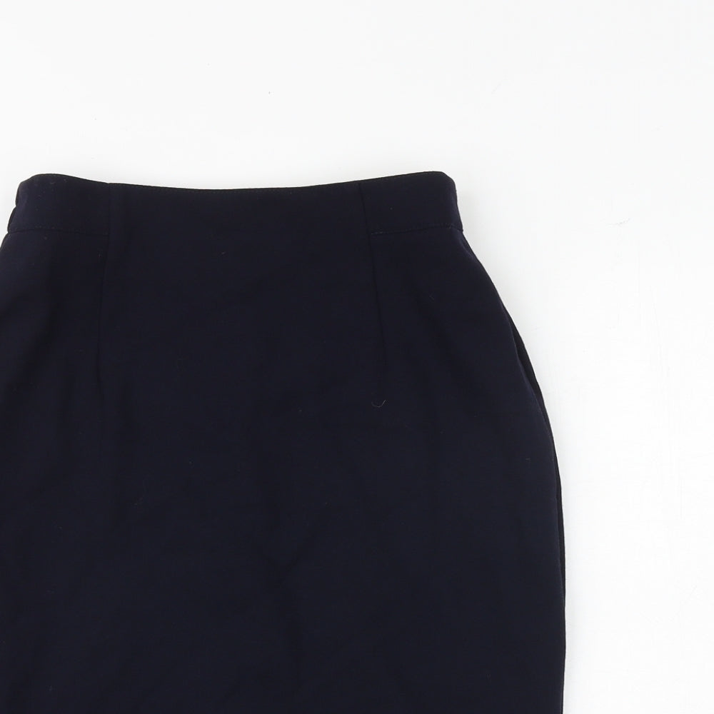 Jaeger Womens Blue Wool A-Line Skirt Size 10 Zip