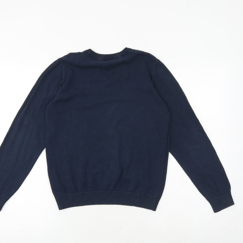Marks and Spencer Boys Blue V-Neck 100% Cotton Pullover Jumper Size 11-12 Years Pullover