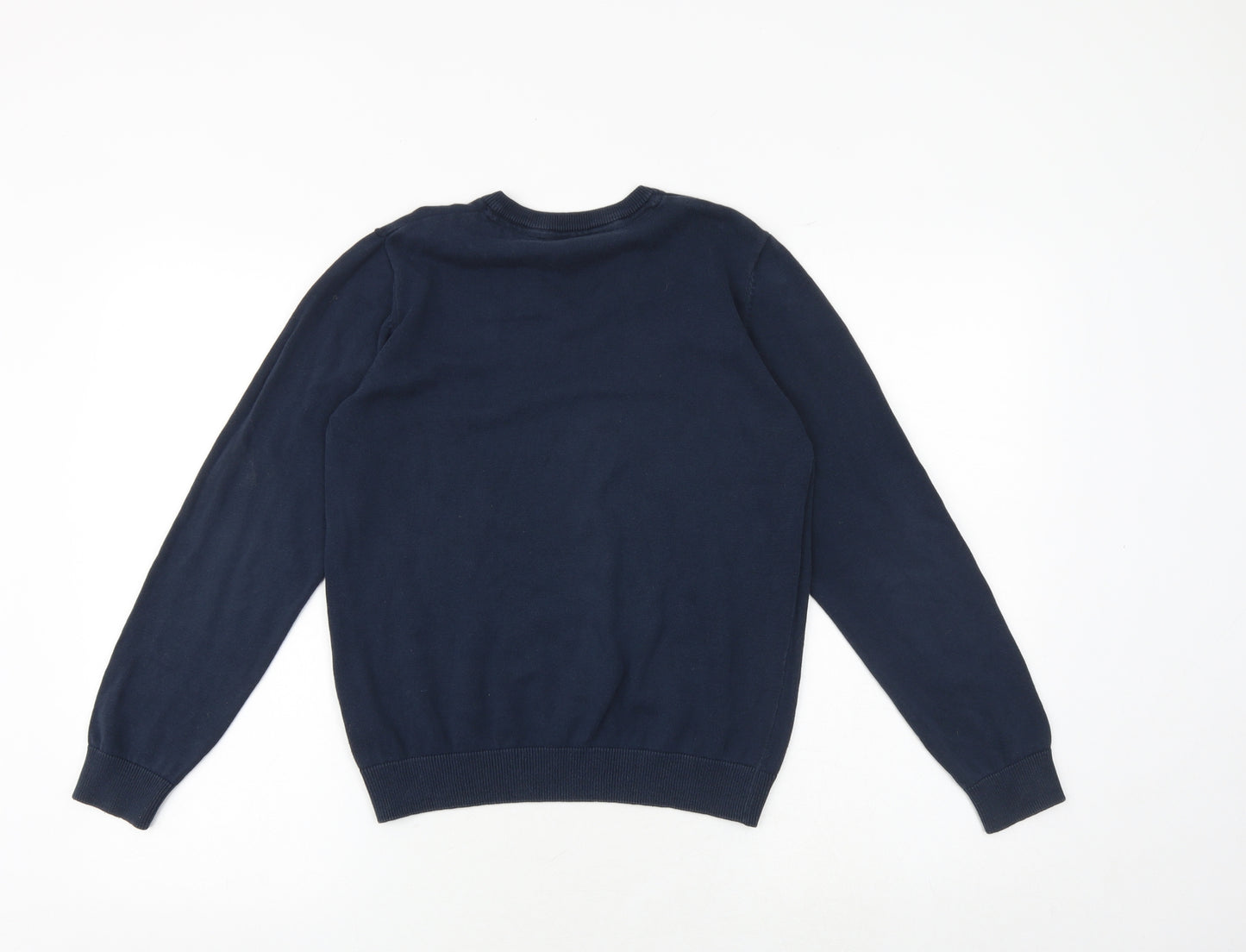 Marks and Spencer Boys Blue V-Neck 100% Cotton Pullover Jumper Size 11-12 Years Pullover