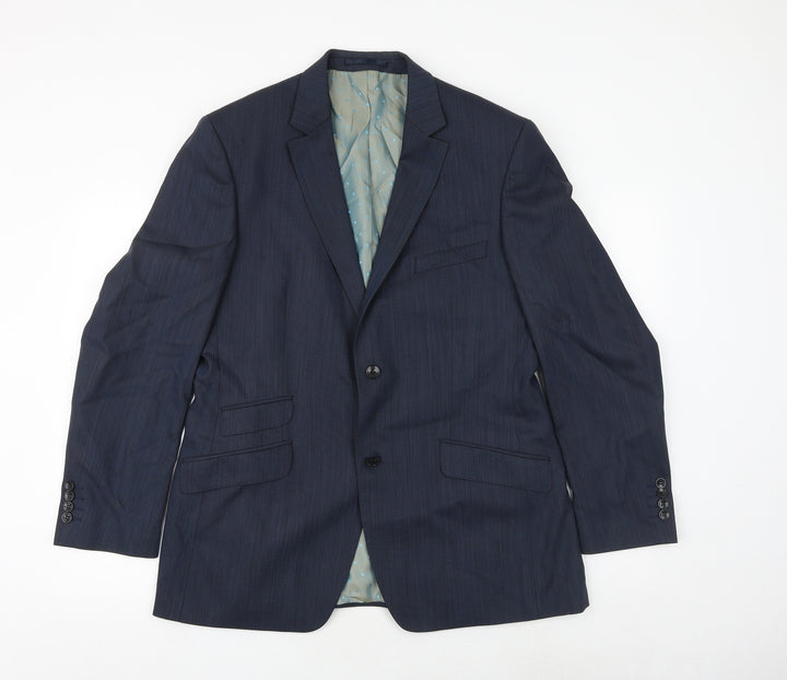 REMUS Mens Blue Wool Jacket Suit Jacket Size 40 Regular