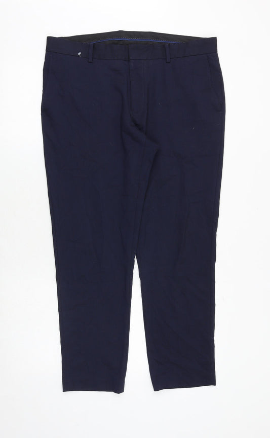 Burton Mens Blue Polyester Chino Trousers Size 36 in Regular Zip