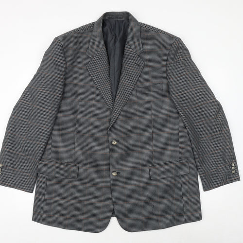 Carabou Mens Grey Geometric Polyester Jacket Suit Jacket Size 46 Regular