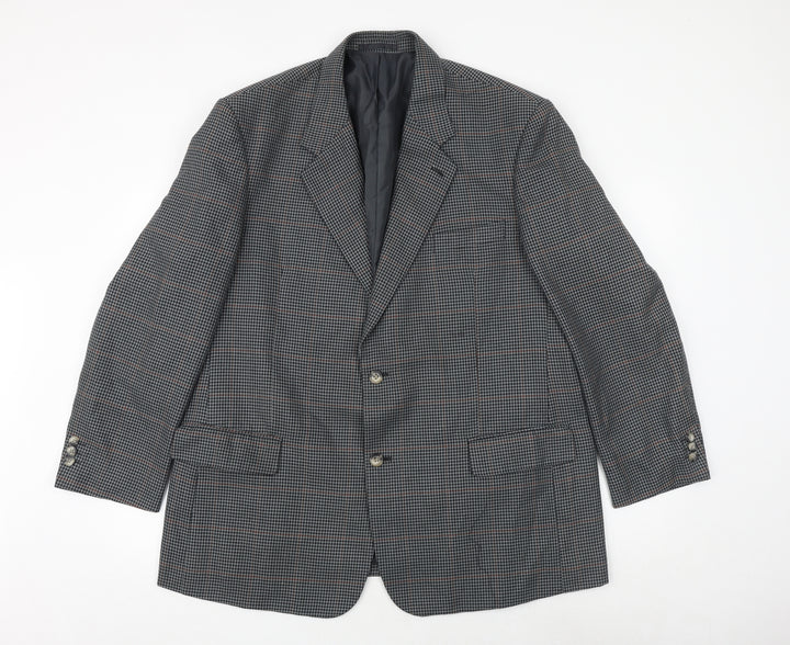 Carabou Mens Grey Geometric Polyester Jacket Suit Jacket Size 46 Regular