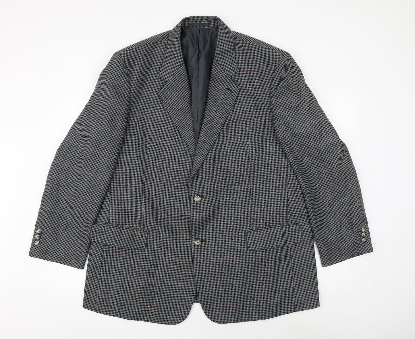 Carabou Mens Grey Geometric Polyester Jacket Suit Jacket Size 46 Regular