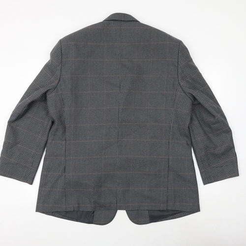 Carabou Mens Grey Geometric Polyester Jacket Suit Jacket Size 46 Regular