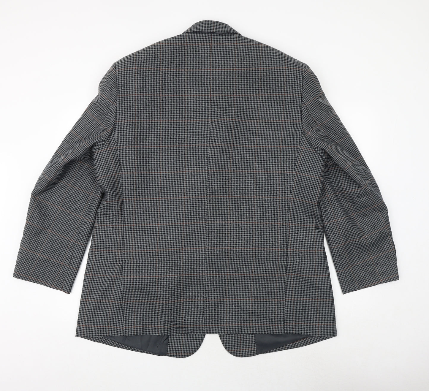 Carabou Mens Grey Geometric Polyester Jacket Suit Jacket Size 46 Regular