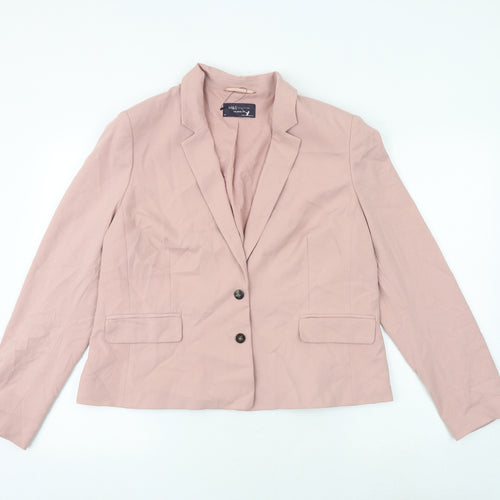 Marks and Spencer Womens Pink Jacket Blazer Size 16 Button