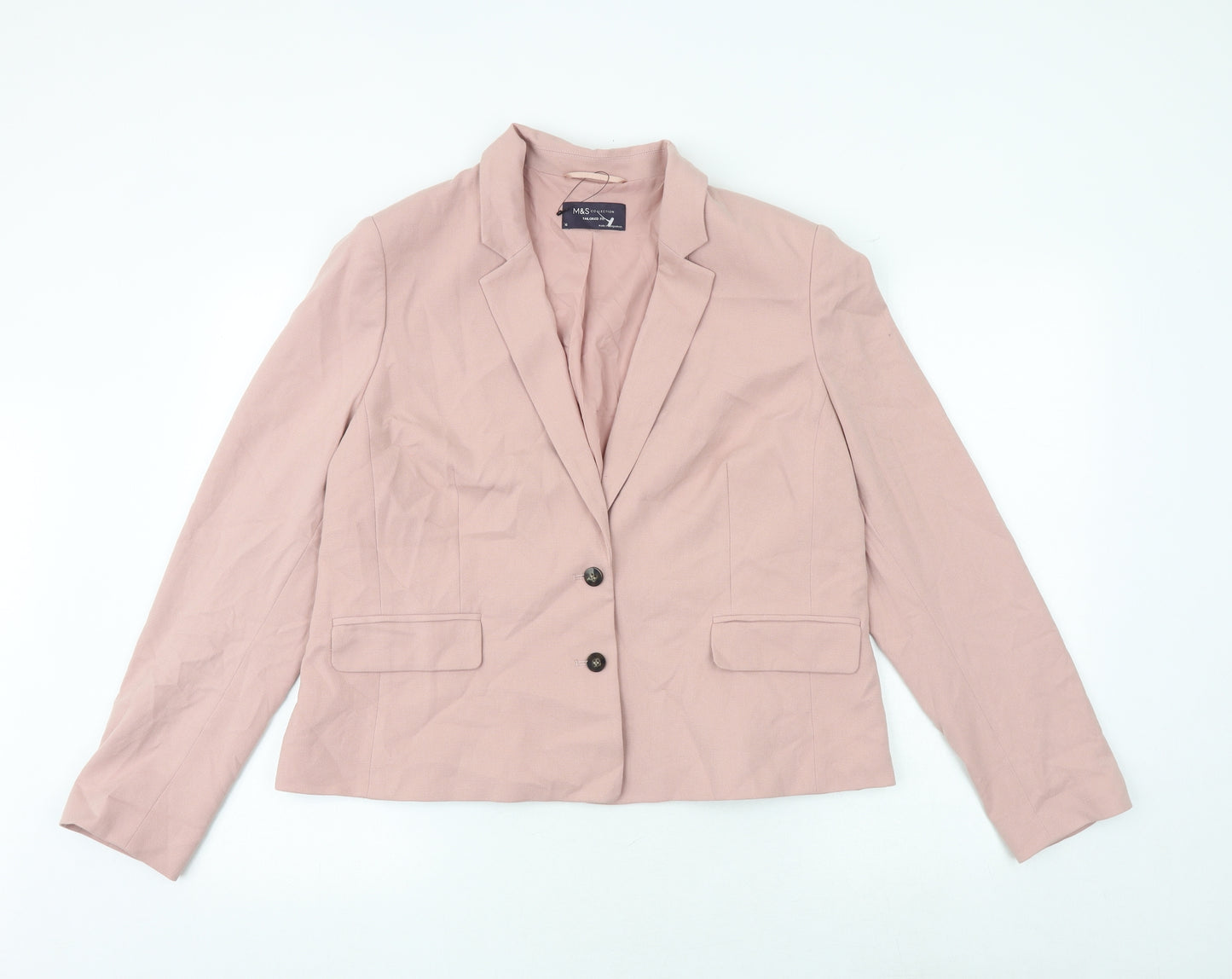 Marks and Spencer Womens Pink Jacket Blazer Size 16 Button