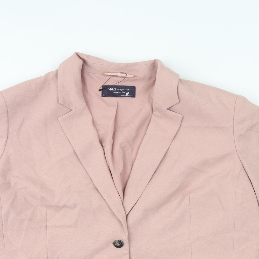 Marks and Spencer Womens Pink Jacket Blazer Size 16 Button