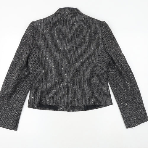 Dorene Womens Grey Geometric Jacket Blazer Size 14 Button