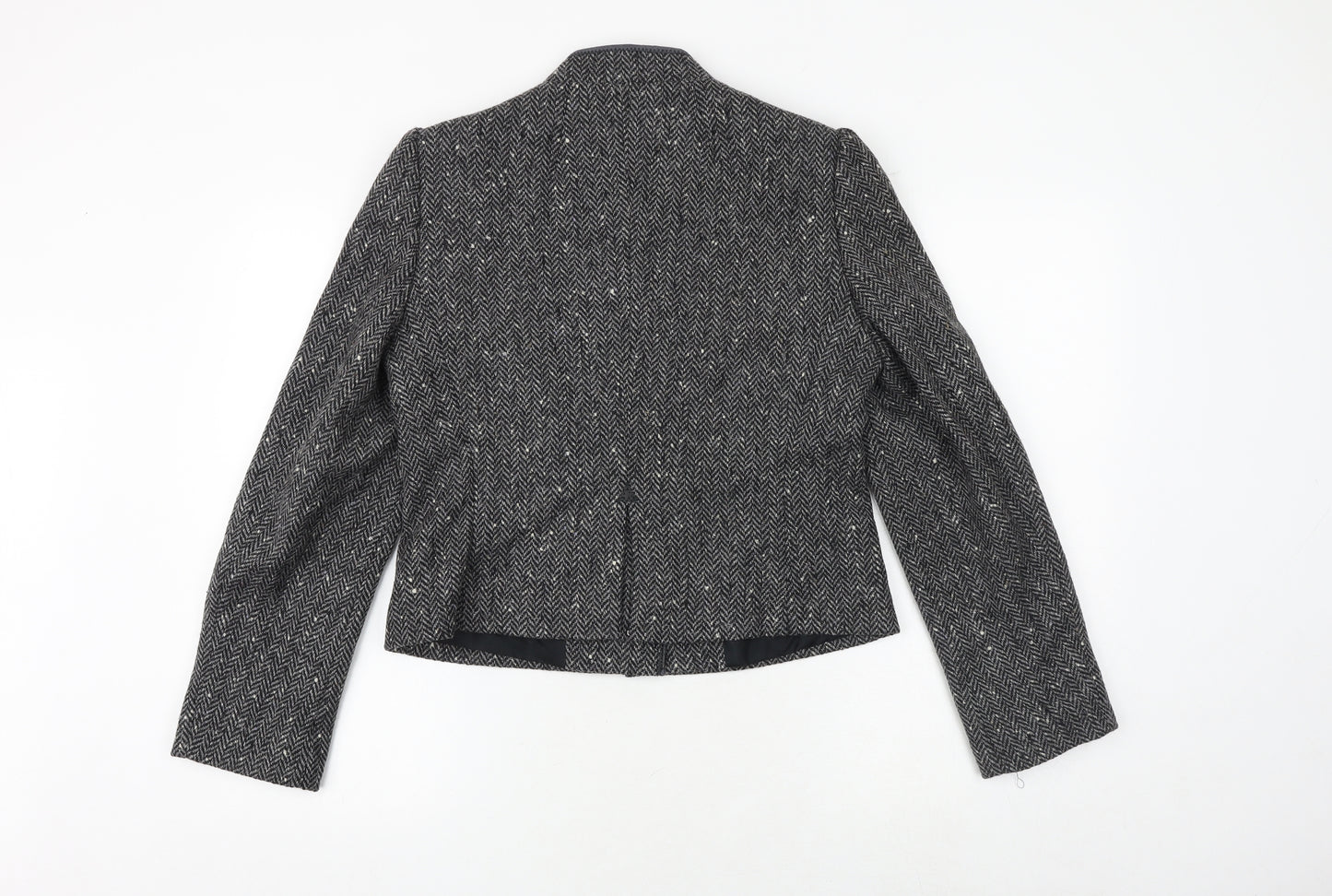 Dorene Womens Grey Geometric Jacket Blazer Size 14 Button