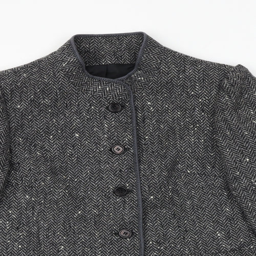 Dorene Womens Grey Geometric Jacket Blazer Size 14 Button