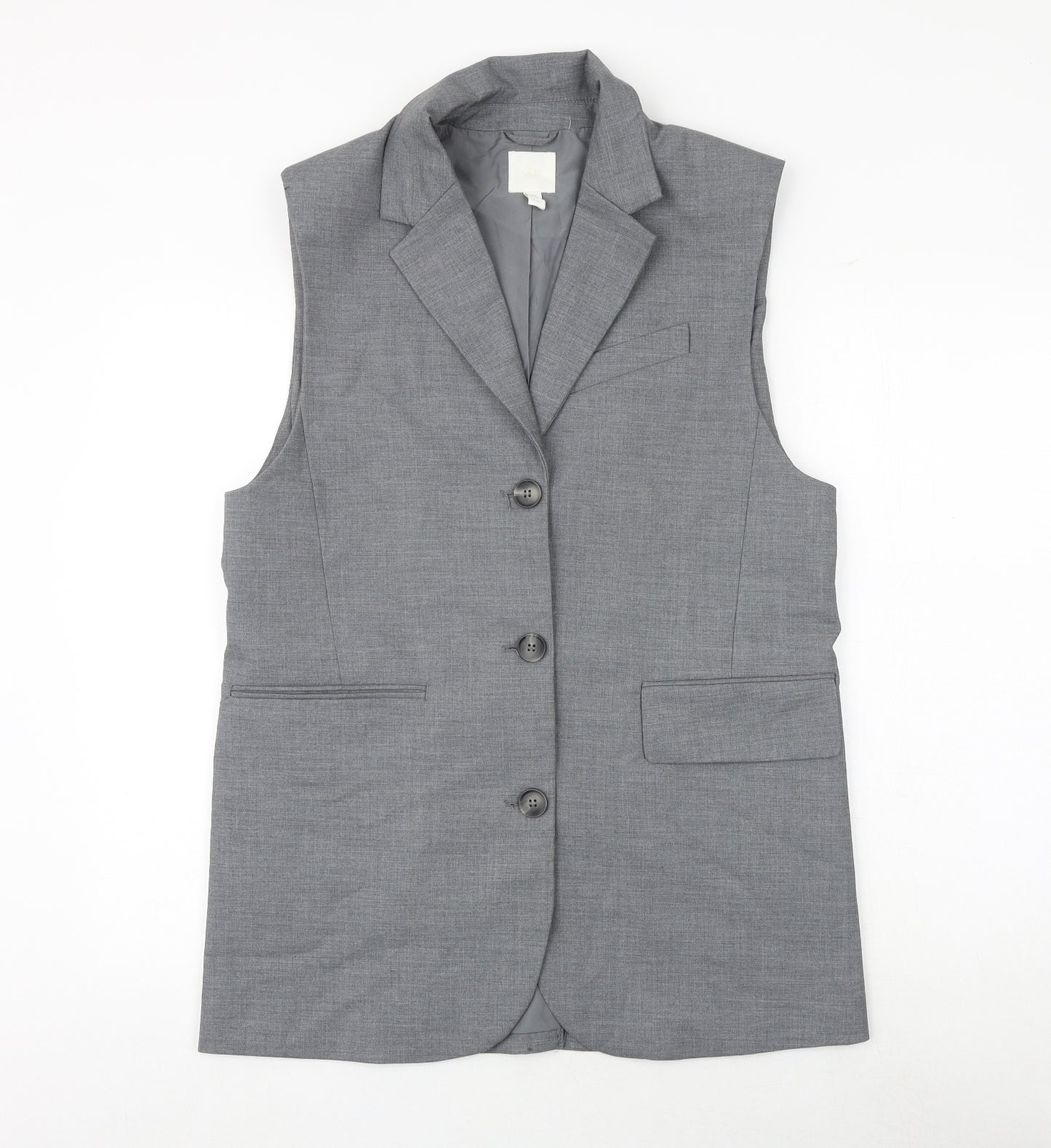 H&M Womens Grey Jacket Waistcoat Size S Button