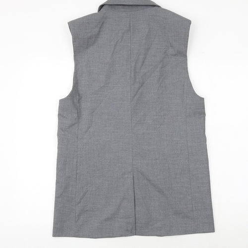 H&M Womens Grey Jacket Waistcoat Size S Button
