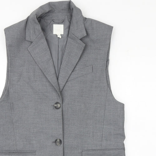 H&M Womens Grey Jacket Waistcoat Size S Button