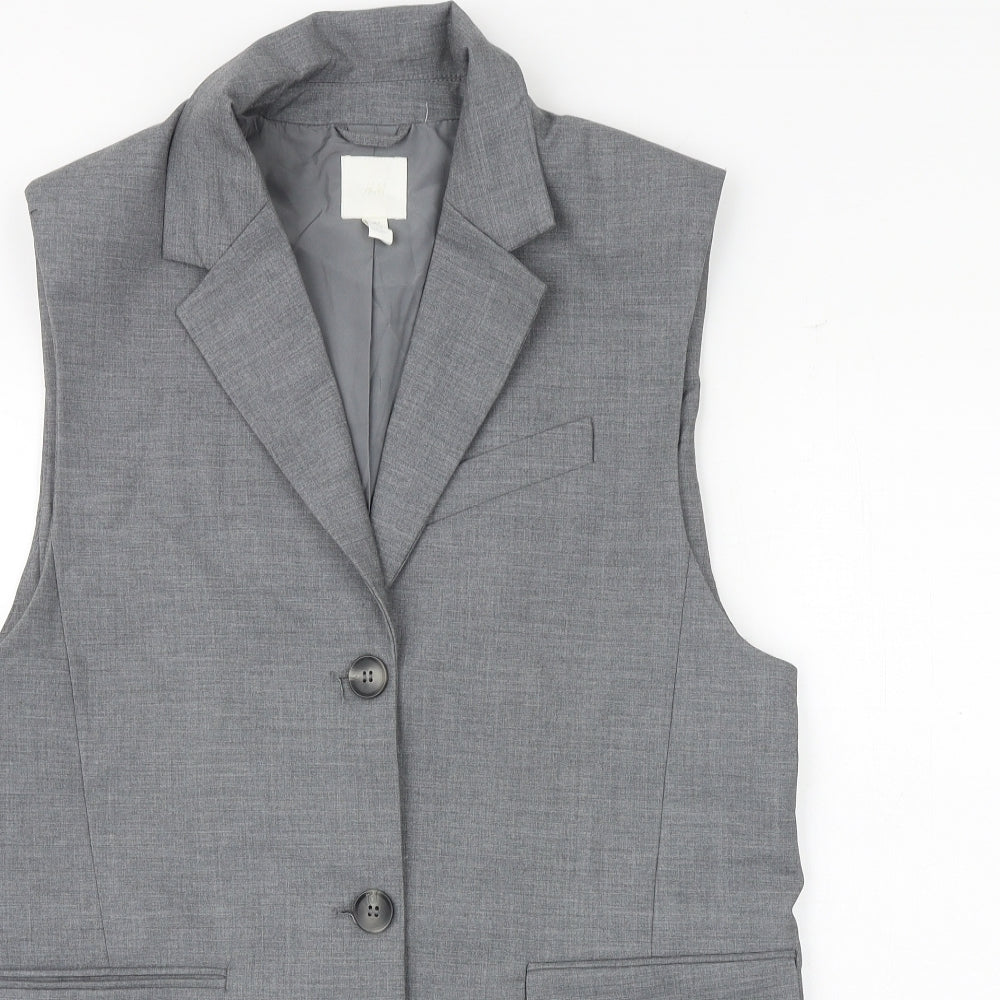 H&M Womens Grey Jacket Waistcoat Size S Button