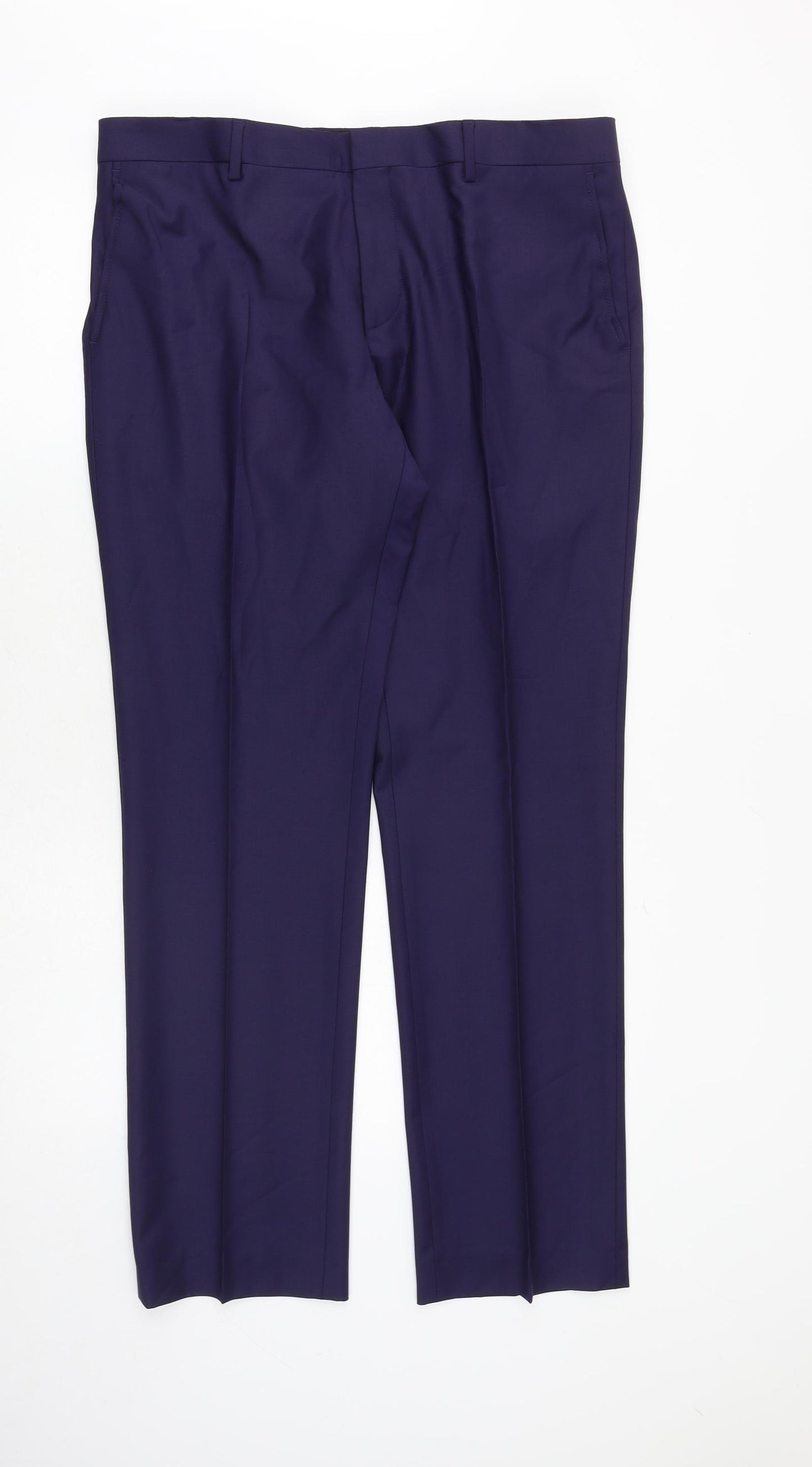 River Island Mens Purple Polyester Trousers Size 36 in L32 in Regular Zip
