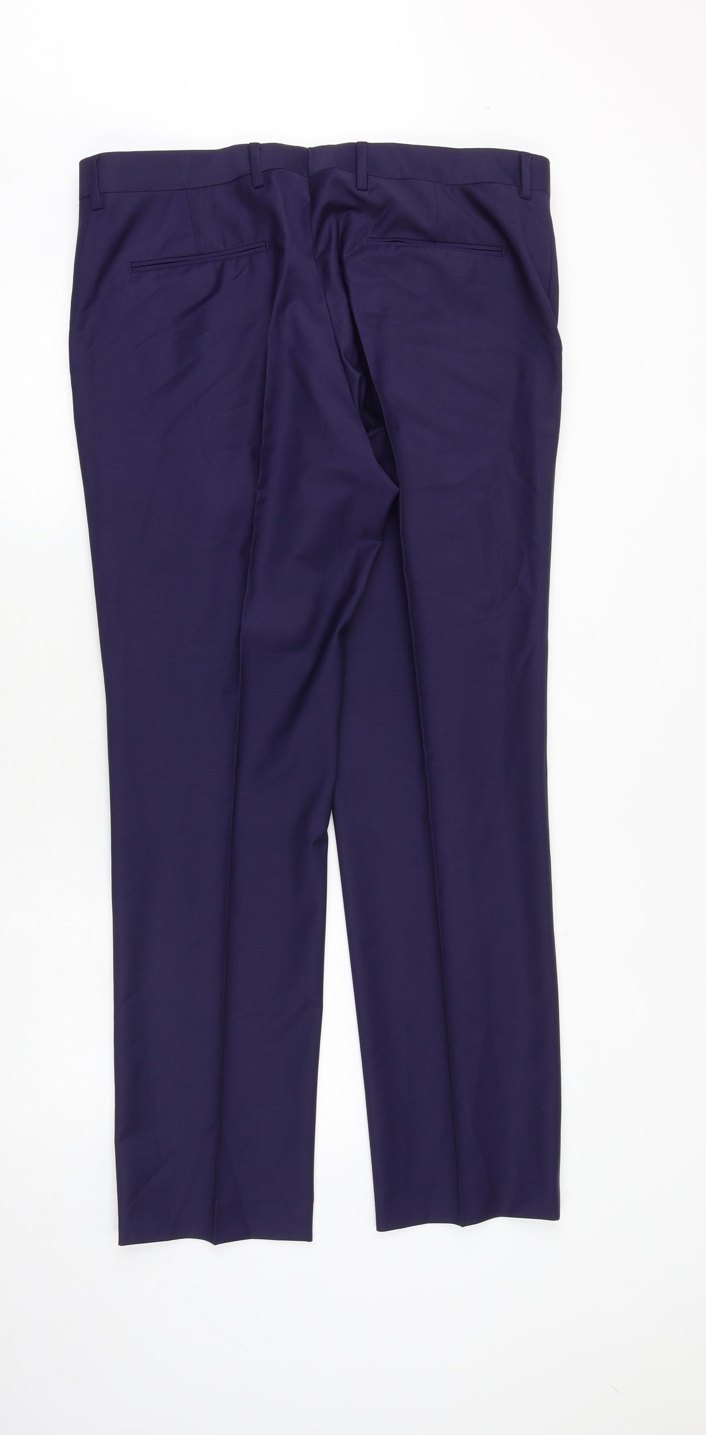 River Island Mens Purple Polyester Trousers Size 36 in L32 in Regular Zip