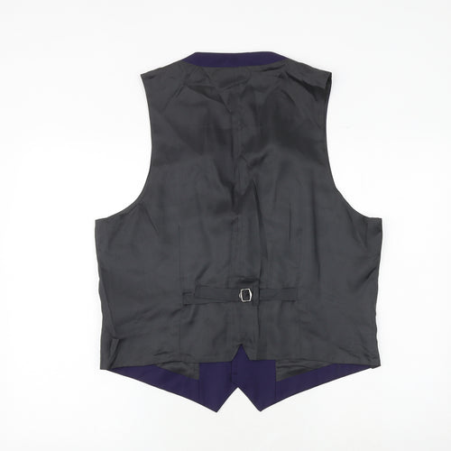 River Island Mens Purple Wool Jacket Suit Waistcoat Size XL Regular