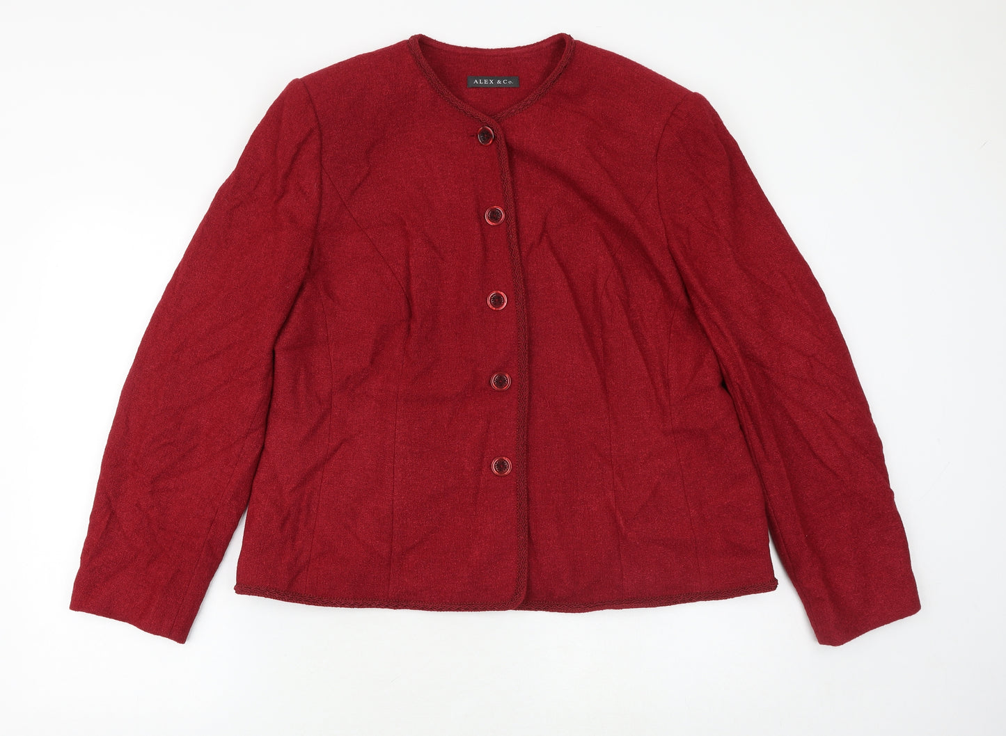 ALEX&CO Womens Red Jacket Size 20 Button