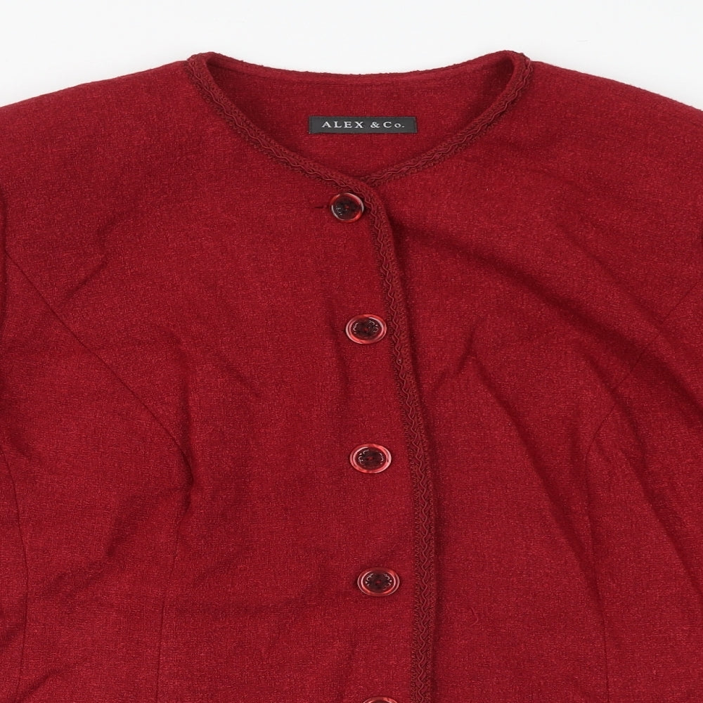 ALEX&CO Womens Red Jacket Size 20 Button