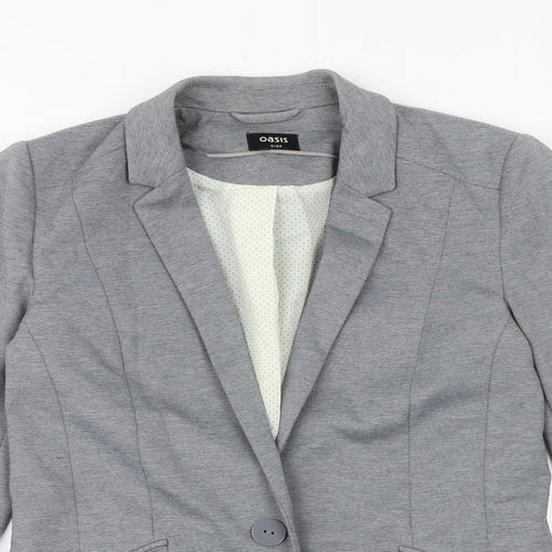 Oasis Womens Grey Geometric Jacket Blazer Size 8 Button