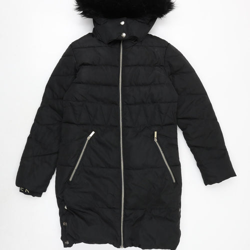 Ted Baker Girls Black Quilted Coat Size 11 Years Zip