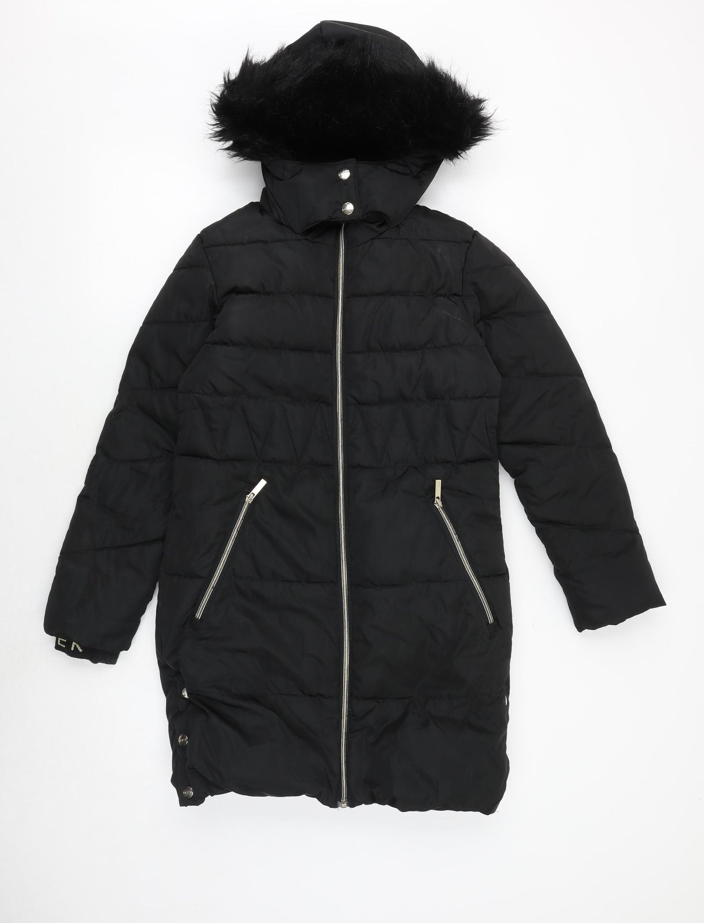 Ted Baker Girls Black Quilted Coat Size 11 Years Zip