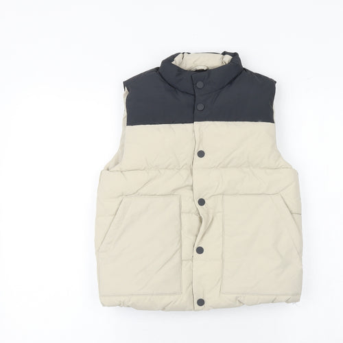 Marks and Spencer Boys Beige Colourblock Gilet Jacket Size 6-7 Years Zip