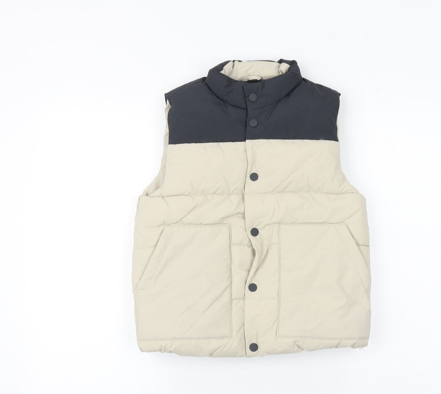 Marks and Spencer Boys Beige Colourblock Gilet Jacket Size 6-7 Years Zip
