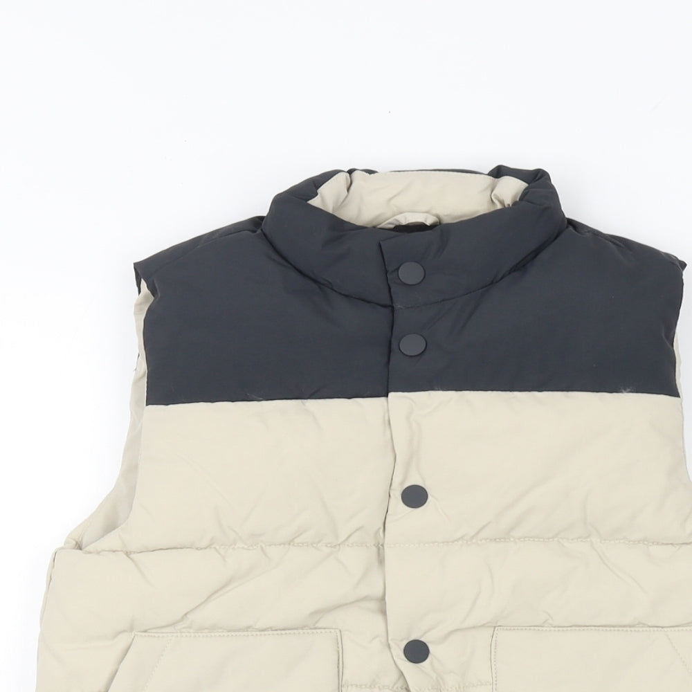 Marks and Spencer Boys Beige Colourblock Gilet Jacket Size 6-7 Years Zip