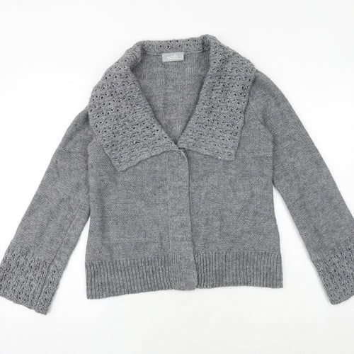 Wallis Womens Grey V-Neck Acrylic Cardigan Jumper Size M