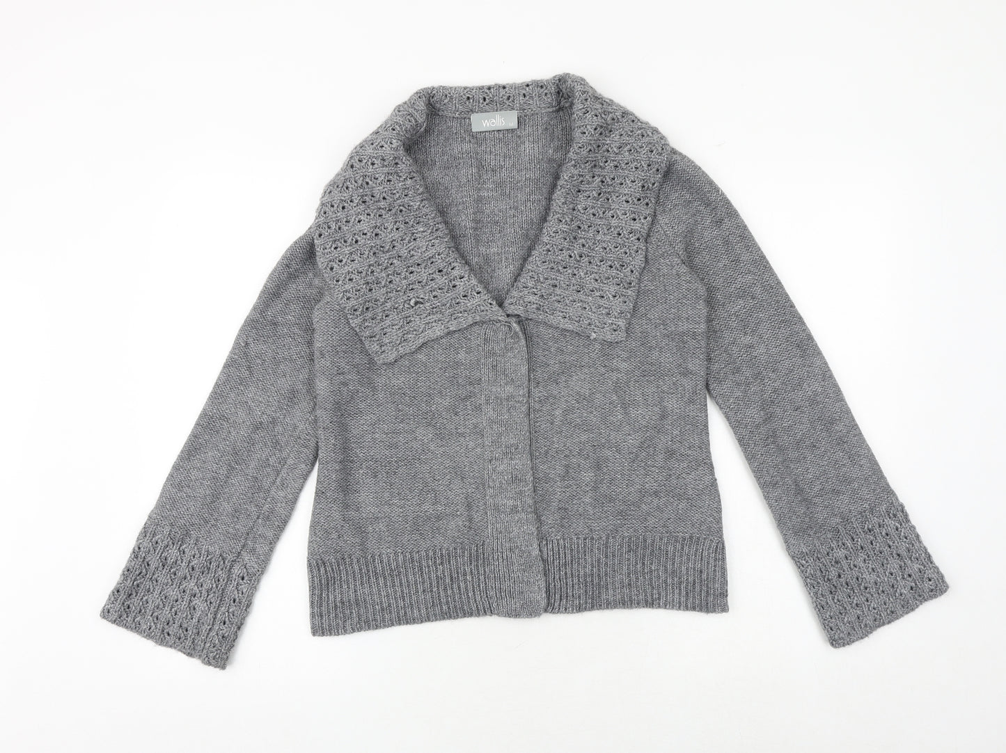 Wallis Womens Grey V-Neck Acrylic Cardigan Jumper Size M