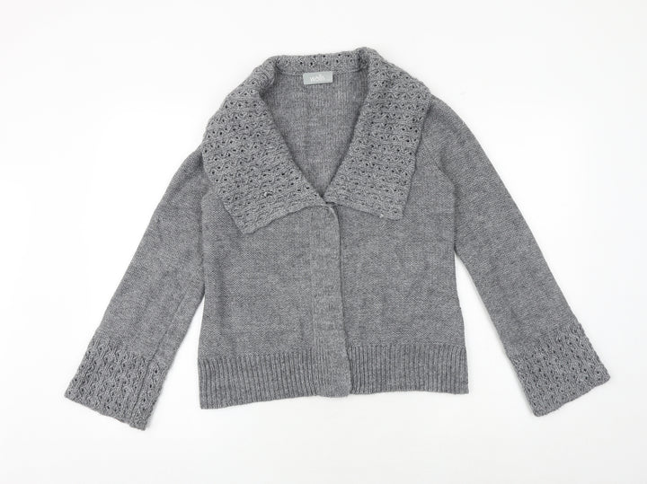 Wallis Womens Grey V-Neck Acrylic Cardigan Jumper Size M