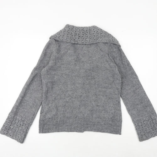 Wallis Womens Grey V-Neck Acrylic Cardigan Jumper Size M