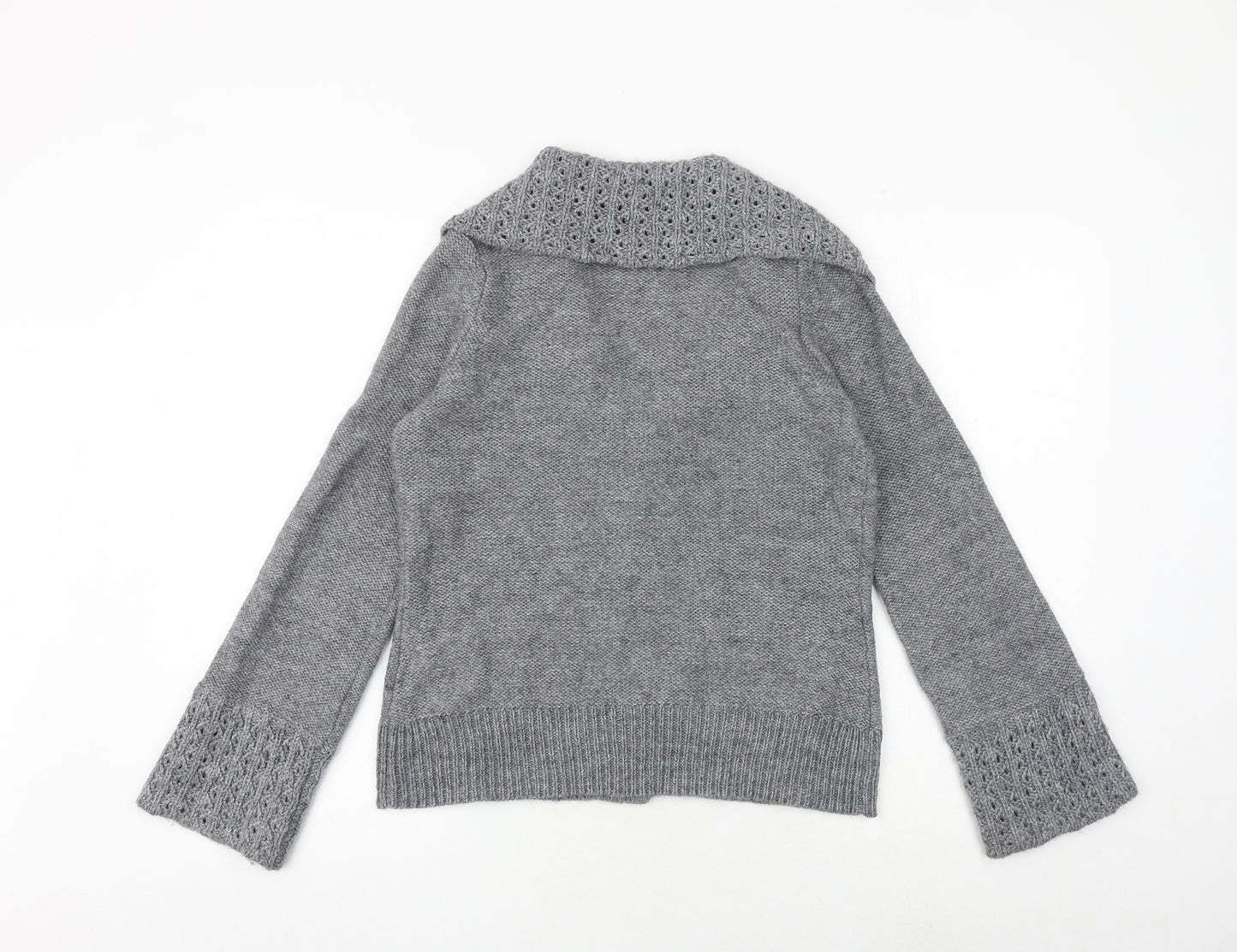 Wallis Womens Grey V-Neck Acrylic Cardigan Jumper Size M