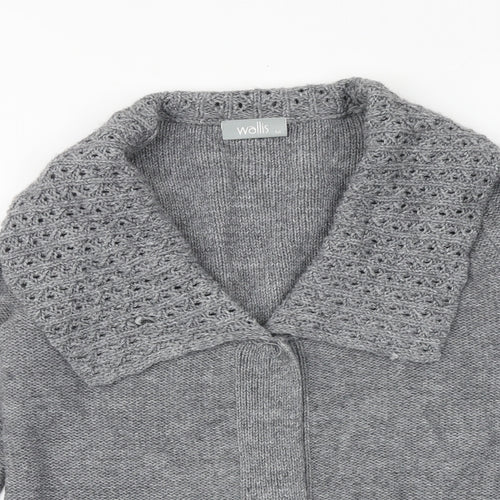 Wallis Womens Grey V-Neck Acrylic Cardigan Jumper Size M