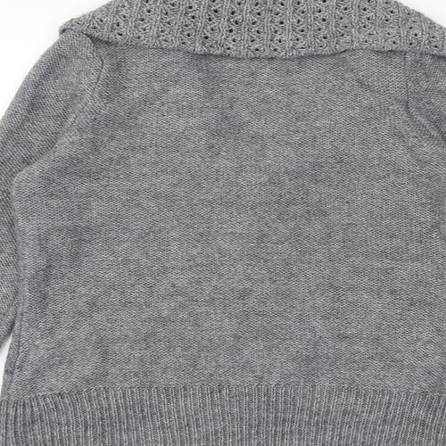 Wallis Womens Grey V-Neck Acrylic Cardigan Jumper Size M