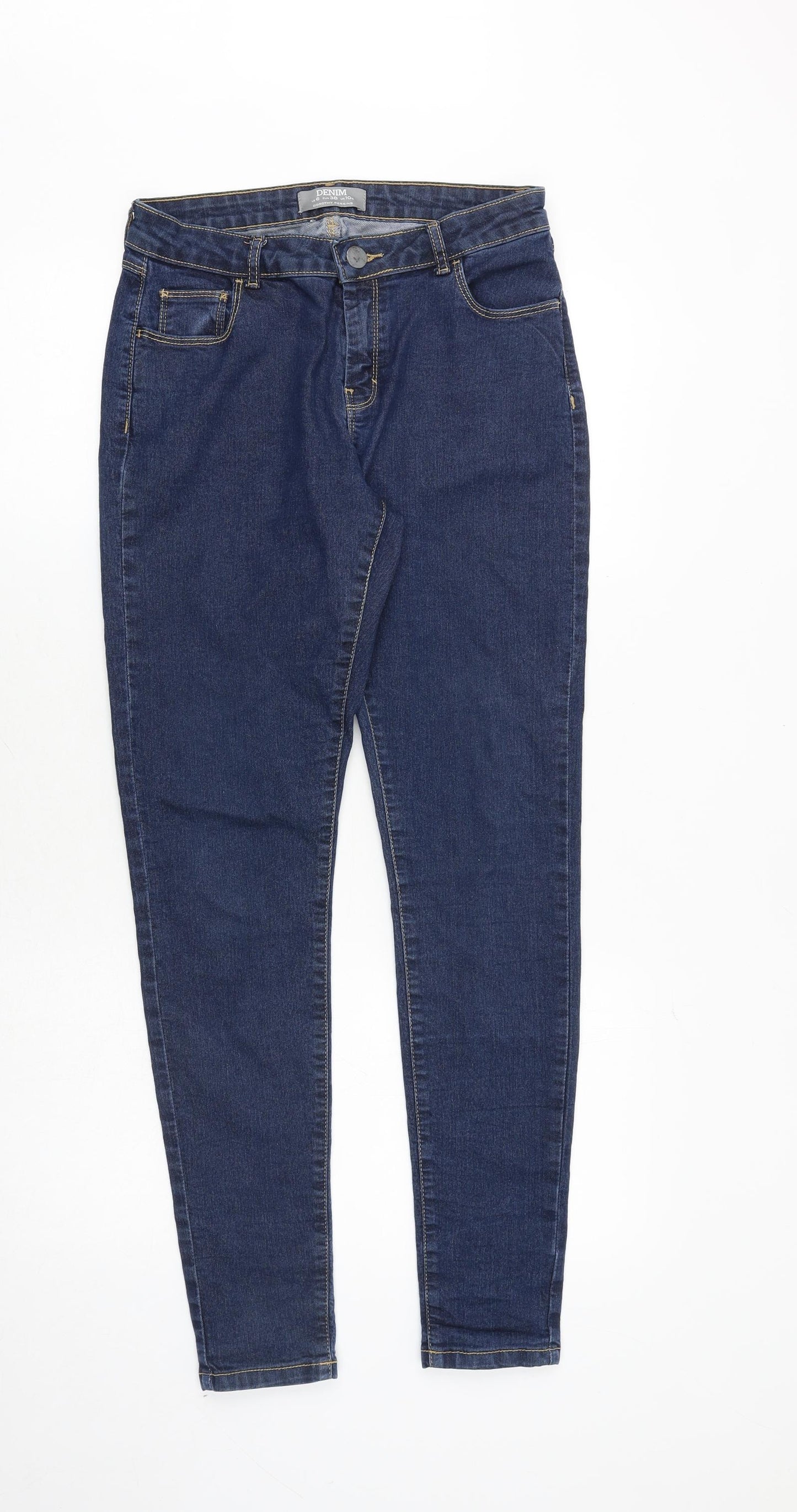 Dorothy Perkins Womens Blue Cotton Skinny Jeans Size 10 Regular Zip