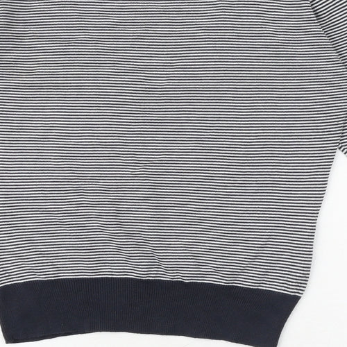 McGregor Womens Blue V-Neck Striped 100% Cotton Pullover Jumper Size S