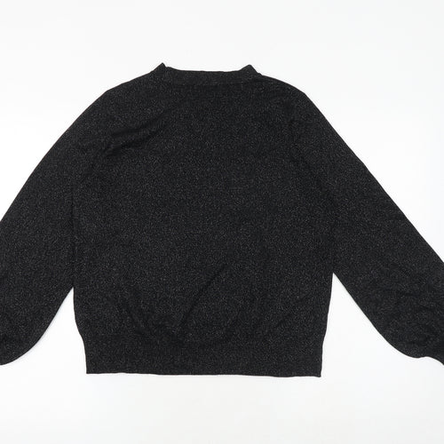 Marks and Spencer Womens Black Round Neck Polyester Pullover Jumper Size M