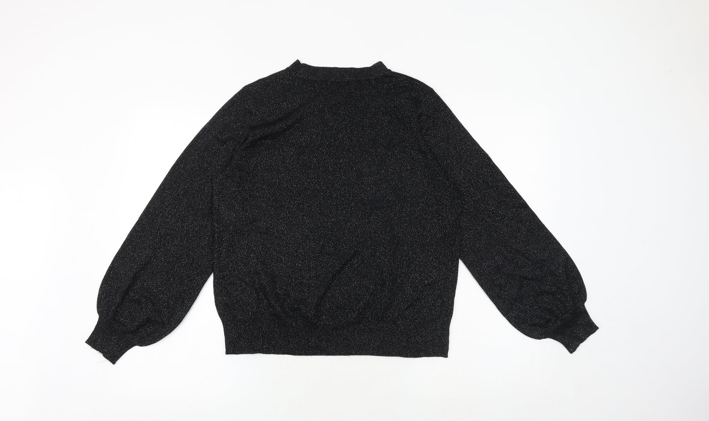 Marks and Spencer Womens Black Round Neck Polyester Pullover Jumper Size M