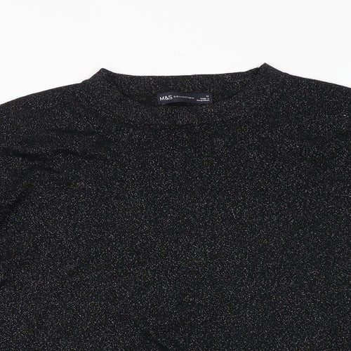 Marks and Spencer Womens Black Round Neck Polyester Pullover Jumper Size M